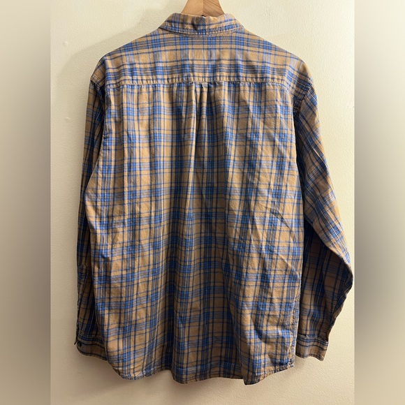 Patagonia button up Shirt Mens Brown Blue Plaid Long Sleeve Organic Cotton M - Picture 2 of 6